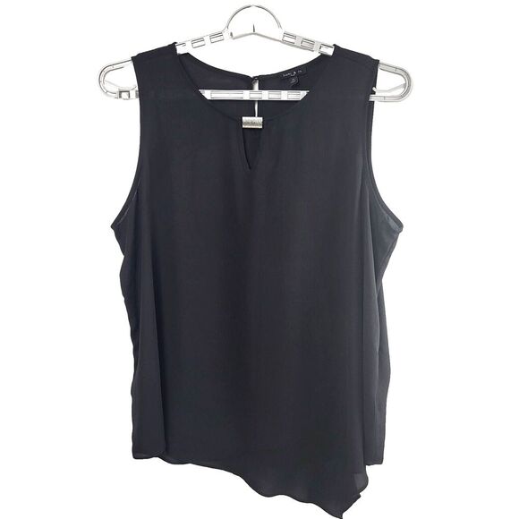 Sami & Jo Plus Size 2X Black Sheer Blouse Sleeveless Asymmetrical Hem Office - Picture 3 of 15